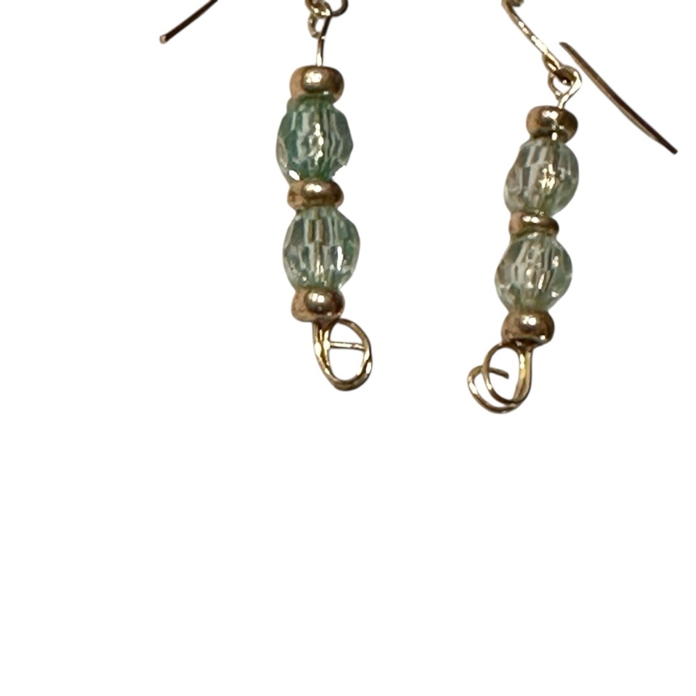 Beautiful Aqua and Gold Dangle Earrings - Picture 4 of 9
